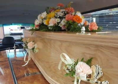 coffin inside the car