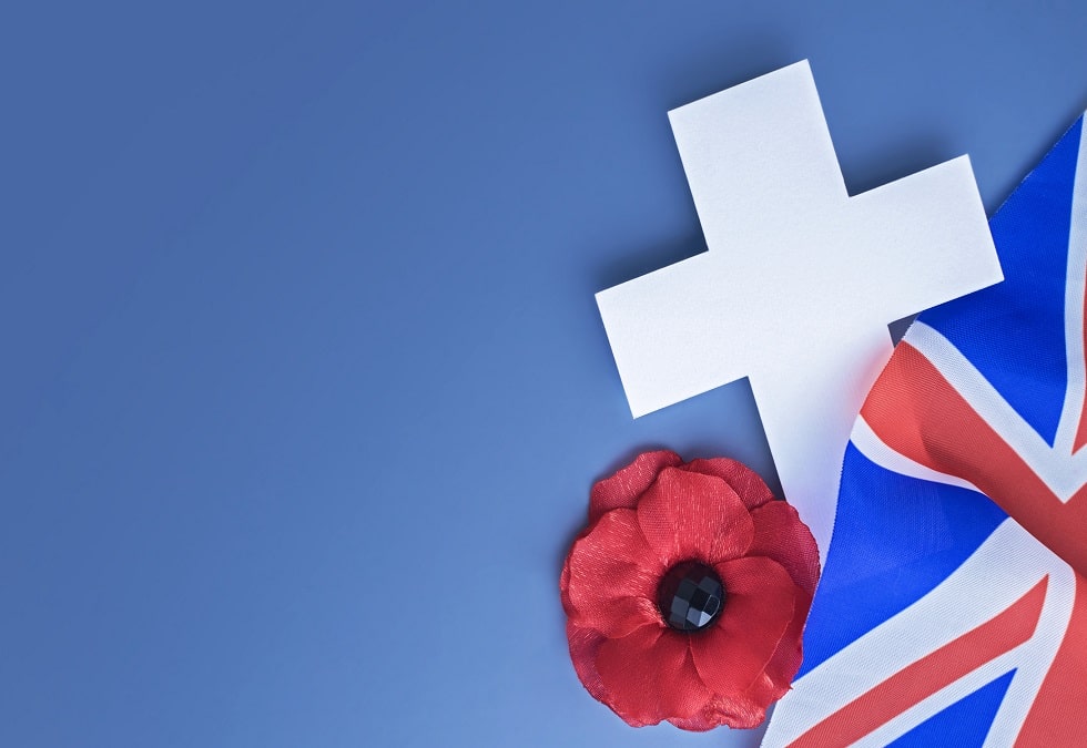 British holiday Memorial Day concept with cross